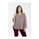 BLUSA CUELLO ESTAMPADO RETRO MUJER SPG-JENUAN TALLAS ESPECIALES
