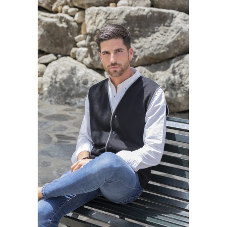 Chaleco gris cuello pico lana hombre Brown Jury